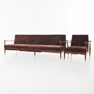 Sofá y sillones de palisandro. Liceu de Artes e Oficios Sao Paulo, Brasil años 60.