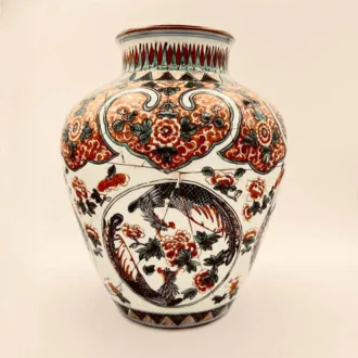 Jarrón Wucai dinastía Qing