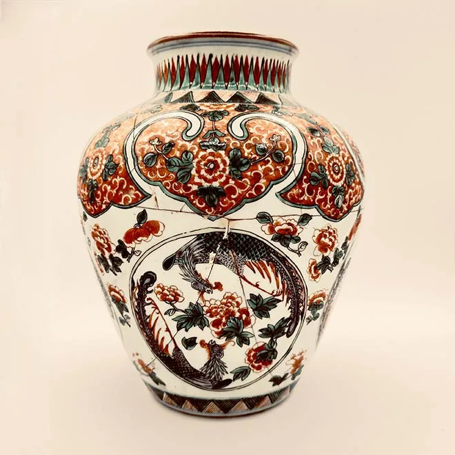 Jarrón Wucai dinastía Qing