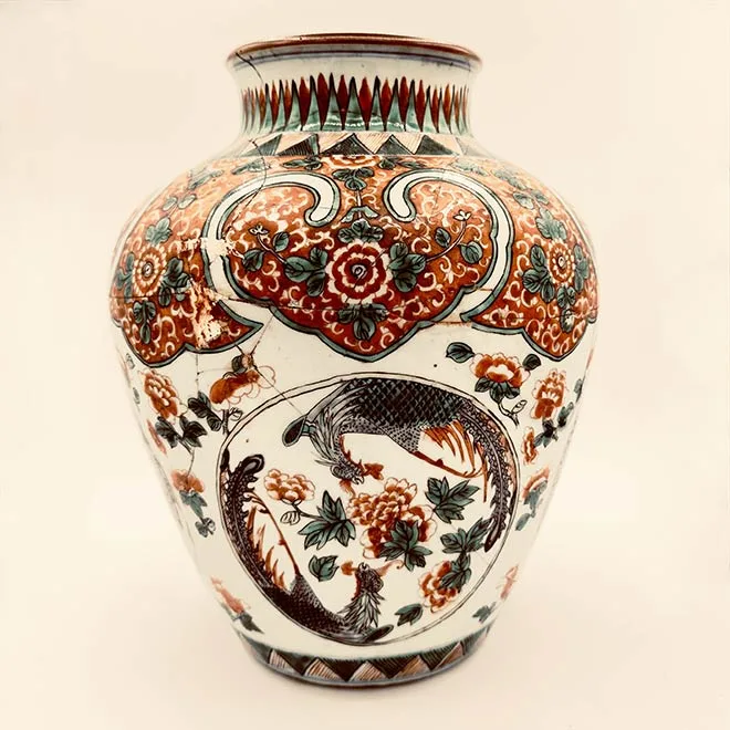 Jarrón Wucai dinastía Qing